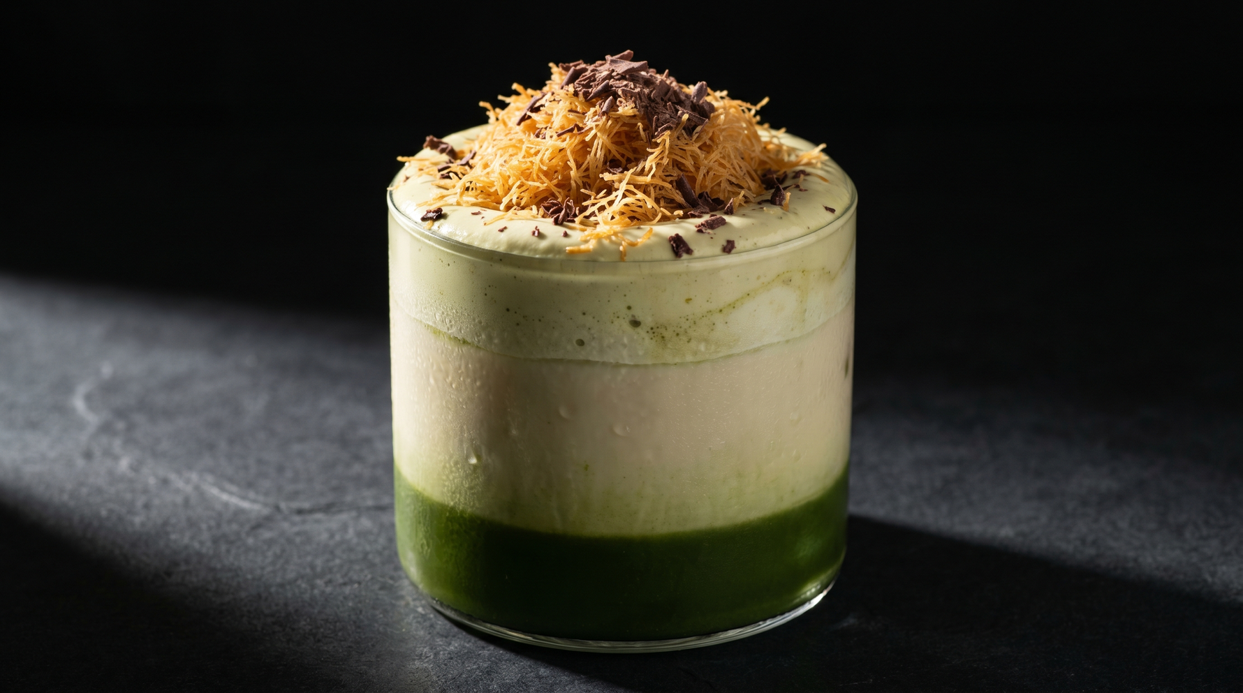 Dubai Matcha : Lait de Pistache, Matcha Cérémonial & Crème Kunafa