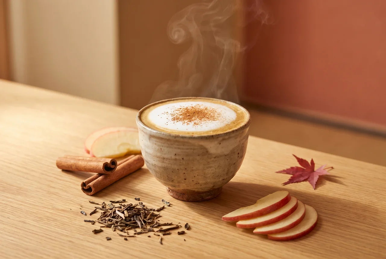 Latte japonais d'automne : le hojicha latte pomme-cannelle
