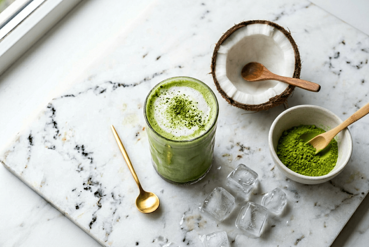Matcha coco : recette du latte et du smoothie à la noix de coco - Tsuki Matcha