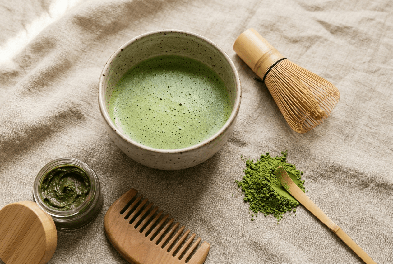 Matcha et cheveux : bienfaits, antioxydants et bons gestes - Tsuki Matcha