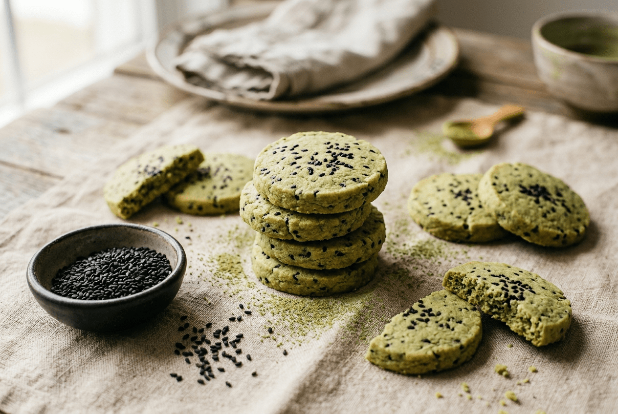 Matcha et sésame noir : la recette du shortbread japonais - Tsuki Matcha
