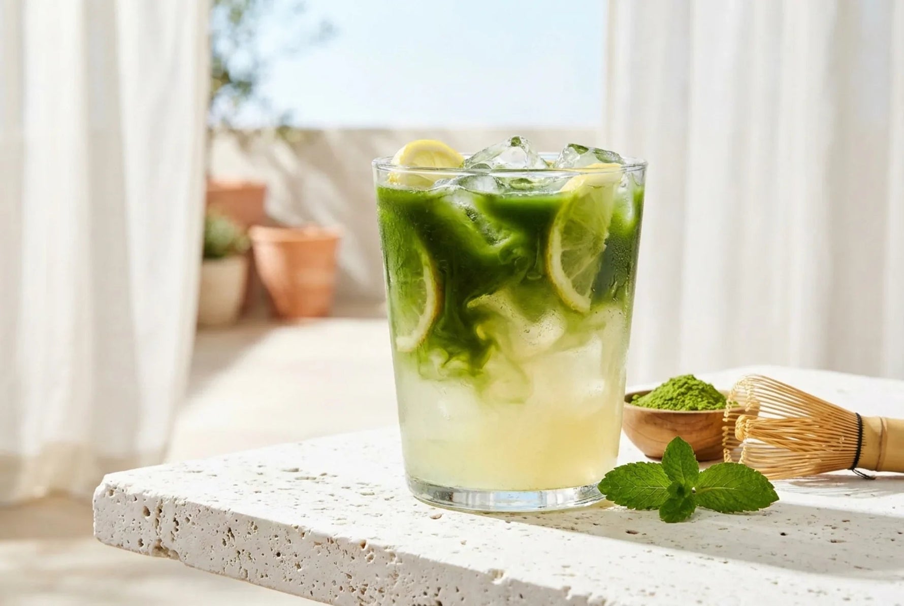 Matcha lemonade glacé : l'alternative fraîche au café d'été - Tsuki Matcha