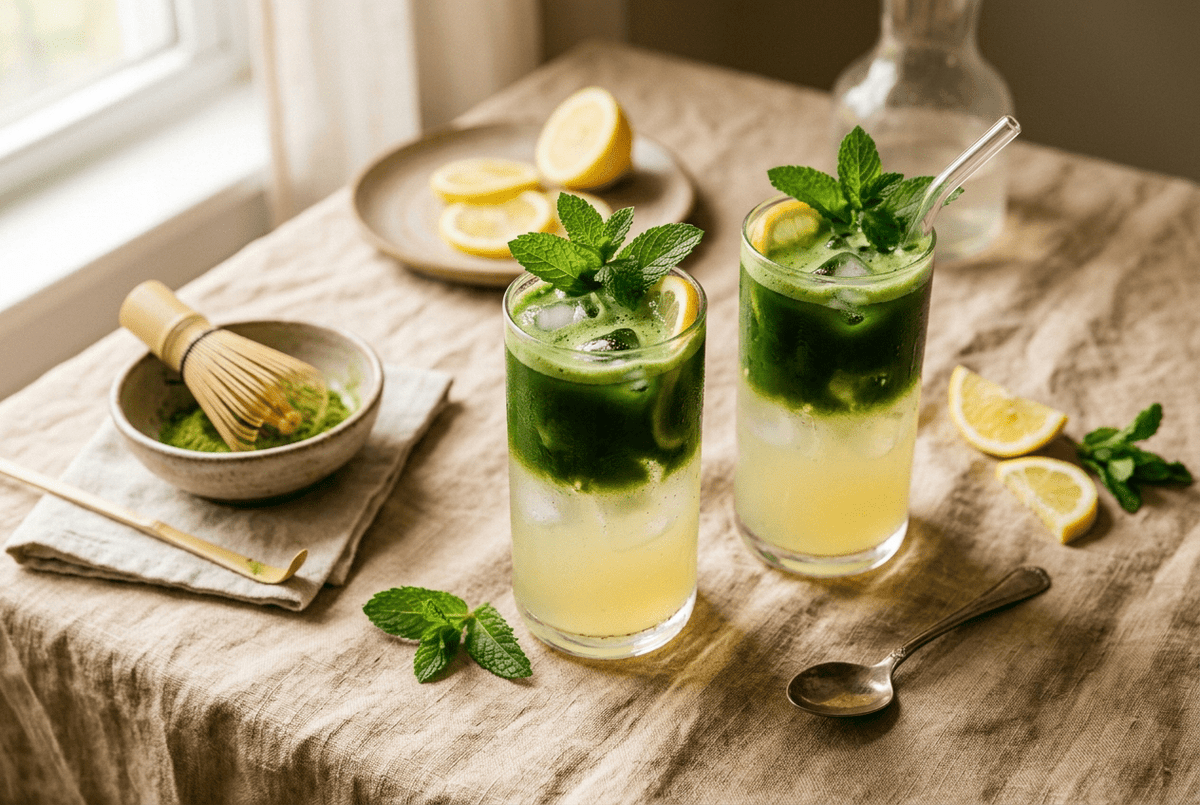 Matcha mint lemonade : la recette citron-menthe qui rafraîchit l'été - Tsuki Matcha
