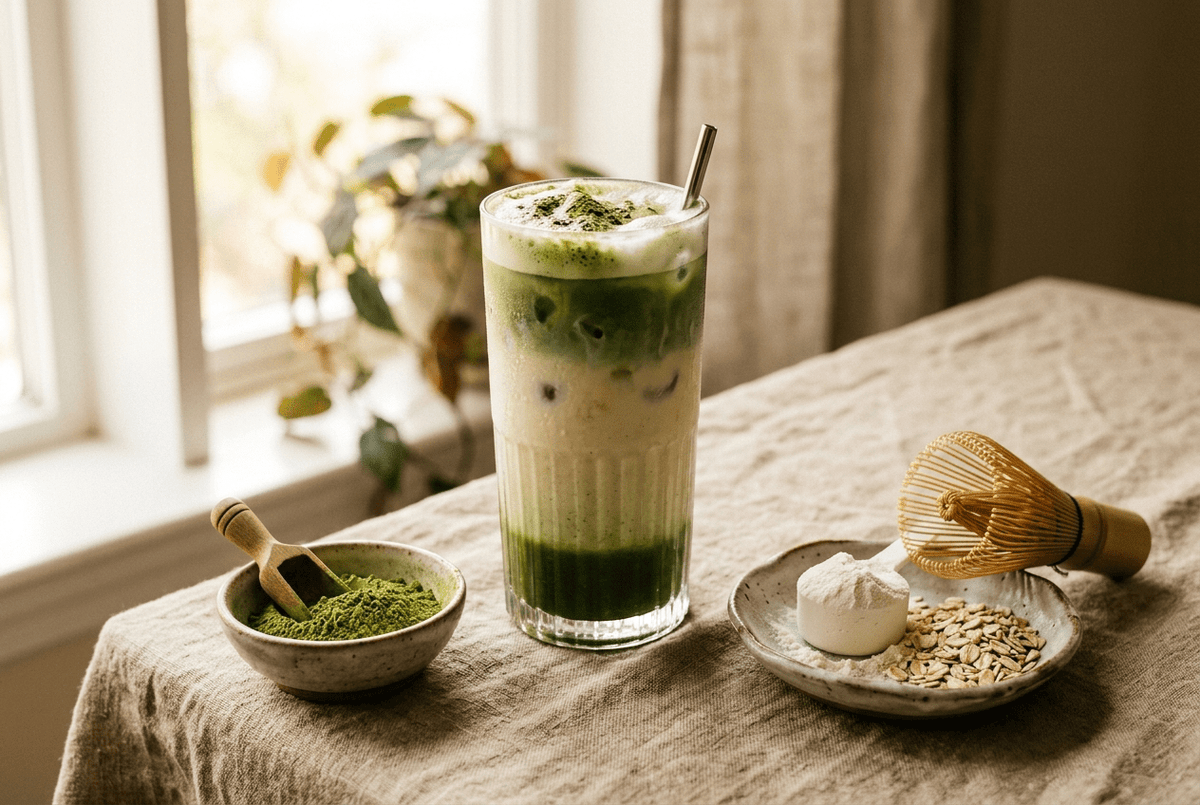 Matcha protéiné maison : la recette équilibrée et ce que valent vraiment les canettes - Tsuki Matcha