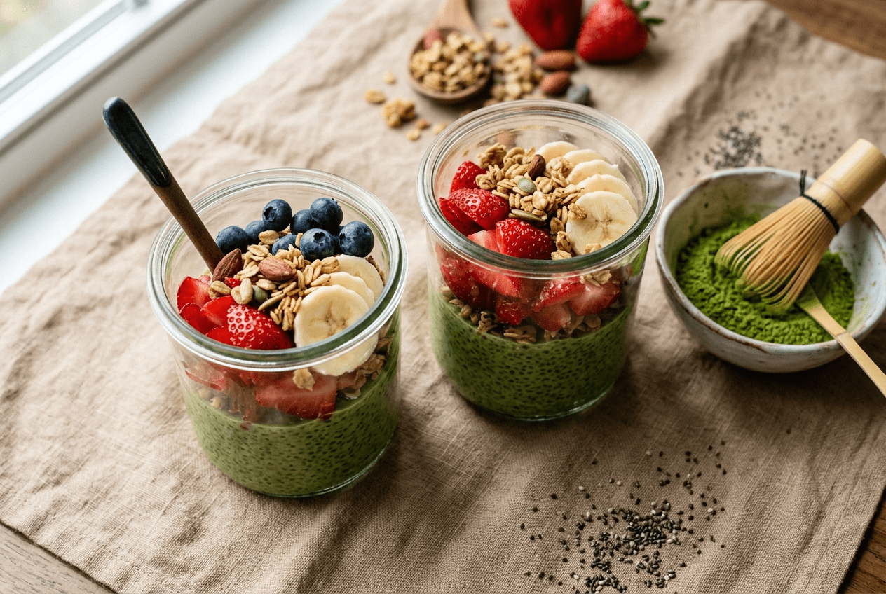 Pudding chia matcha : la recette du petit-déjeuner gourmand et rassasiant - Tsuki Matcha