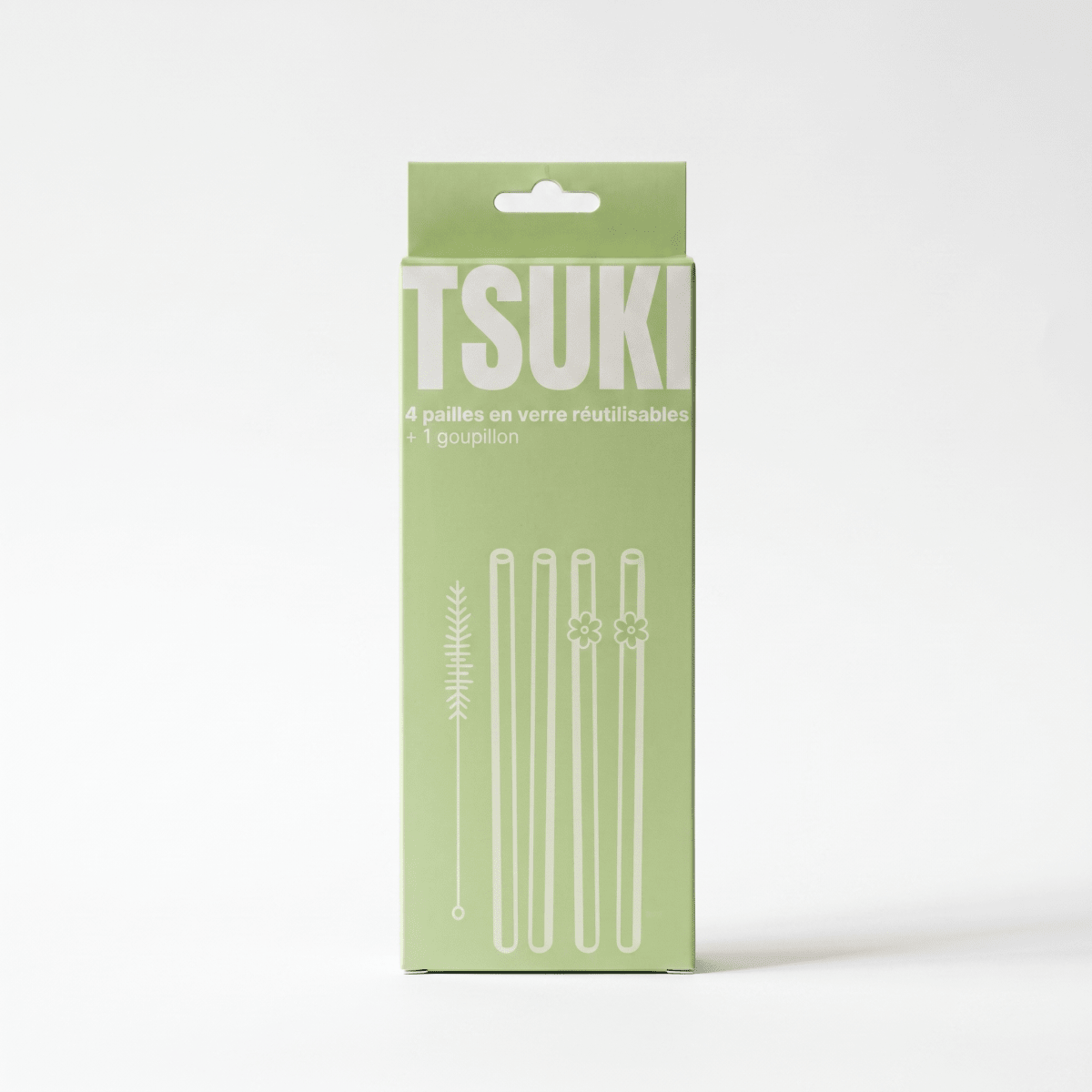 Lot de 4 pailles en verre - Tsuki Matcha