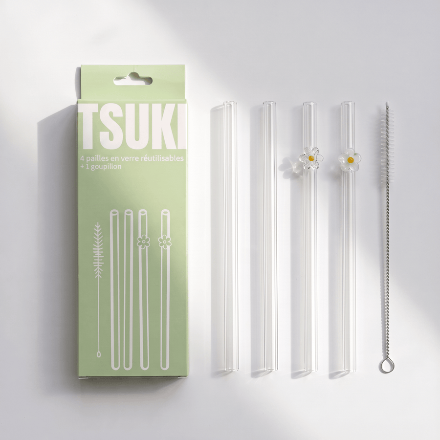 Lot de 4 pailles en verre - Tsuki Matcha